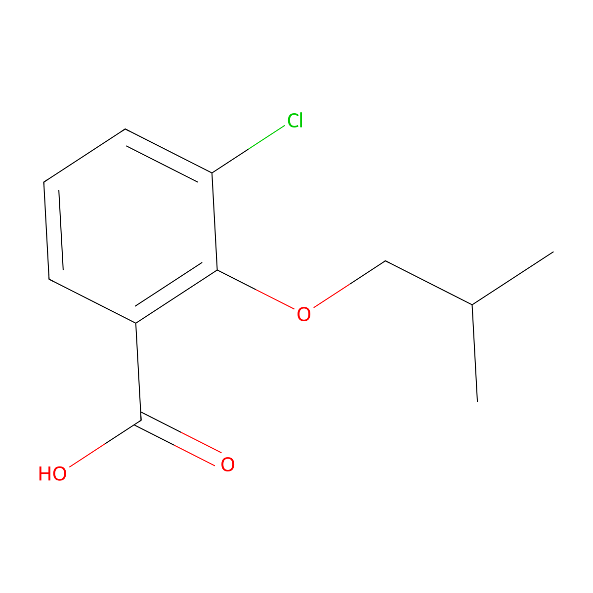 3-Chloro-2-(2-methylpropoxy)benzoic acid molecular structure, CAS 1564682-68-3