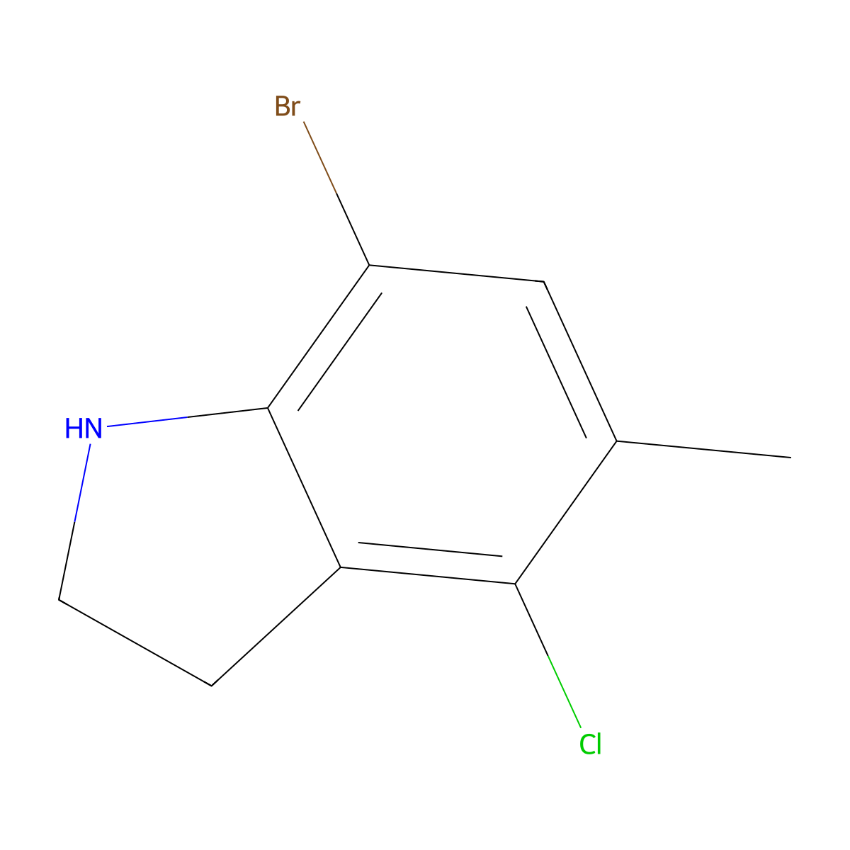 7-Bromo-4-chloro-5-methyl-2,3-dihydro-1H-indole molecular structure, CAS 1564683-84-6