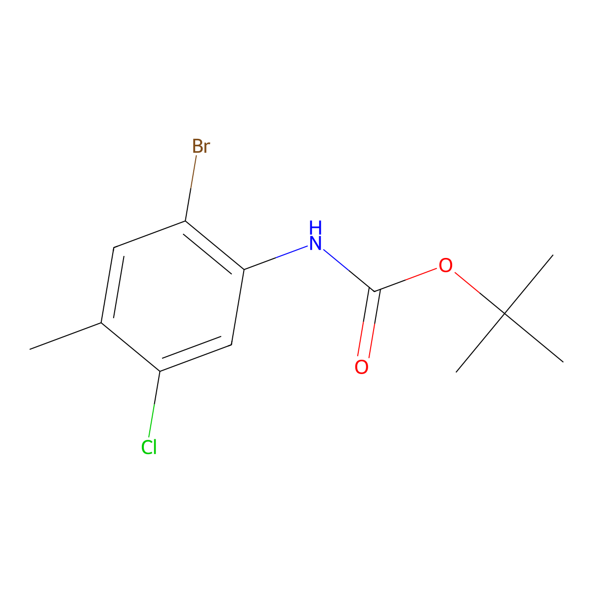 tert-butyl N-(2-bromo-5-chloro-4-methylphenyl)carbamate molecular structure, CAS 1564685-57-9