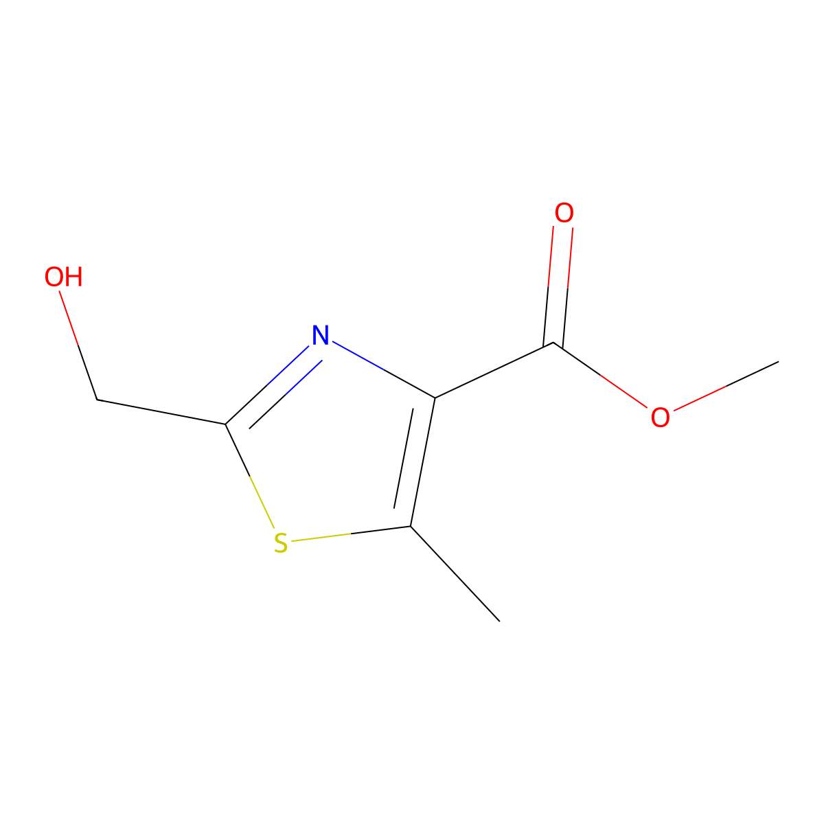 Methyl 2-(hydroxymethyl)-5-methyl-1,3-thiazole-4-carboxylate molecular structure, CAS 1564687-16-6