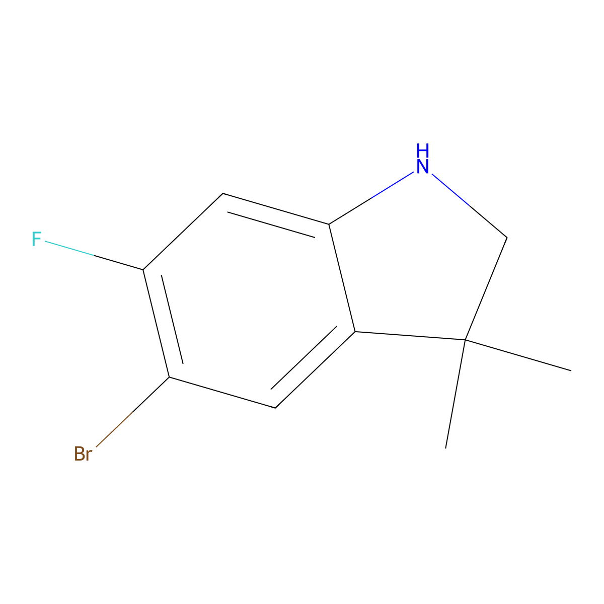 5-Bromo-6-fluoro-3,3-dimethylindoline molecular structure, CAS 1564696-45-2