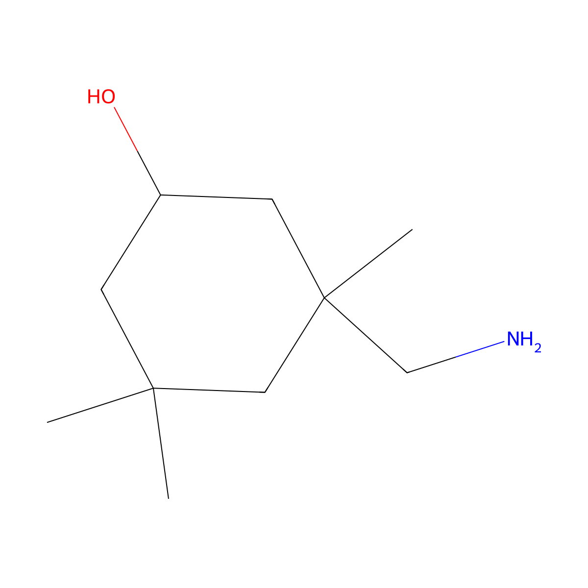 Cyclohexanol, 3-(aminomethyl)-3,5,5-trimethyl- molecular structure, CAS 15647-11-7