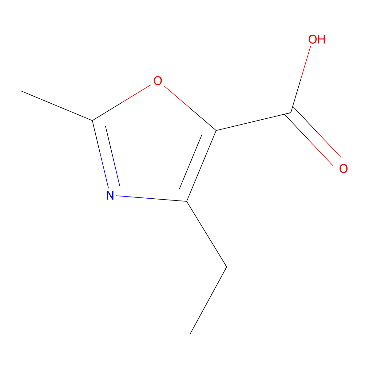 4-Ethyl-2-methyl-1,3-oxazole-5-carboxylic acid molecular structure, CAS 1564709-36-9