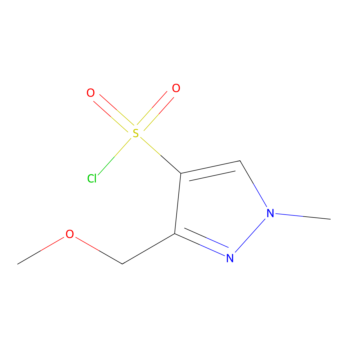 3-(methoxymethyl)-1-methyl-1H-pyrazole-4-sulfonyl chloride molecular structure, CAS 1564710-51-5