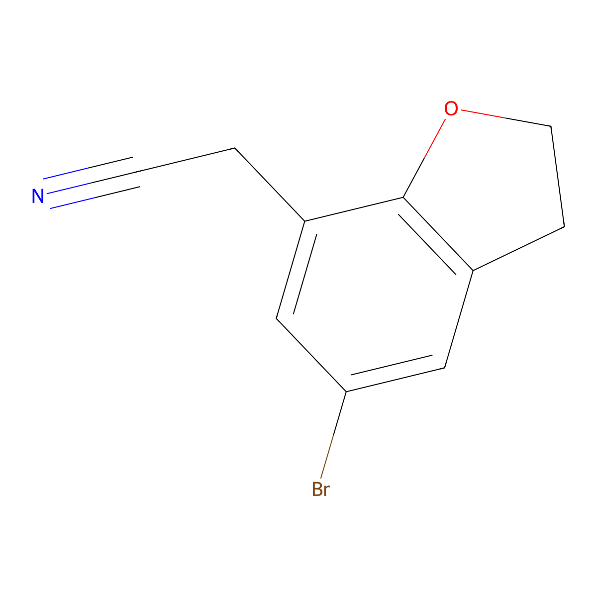 2-(5-Bromo-2,3-dihydro-1-benzofuran-7-yl)acetonitrile molecular structure, CAS 1564713-39-8