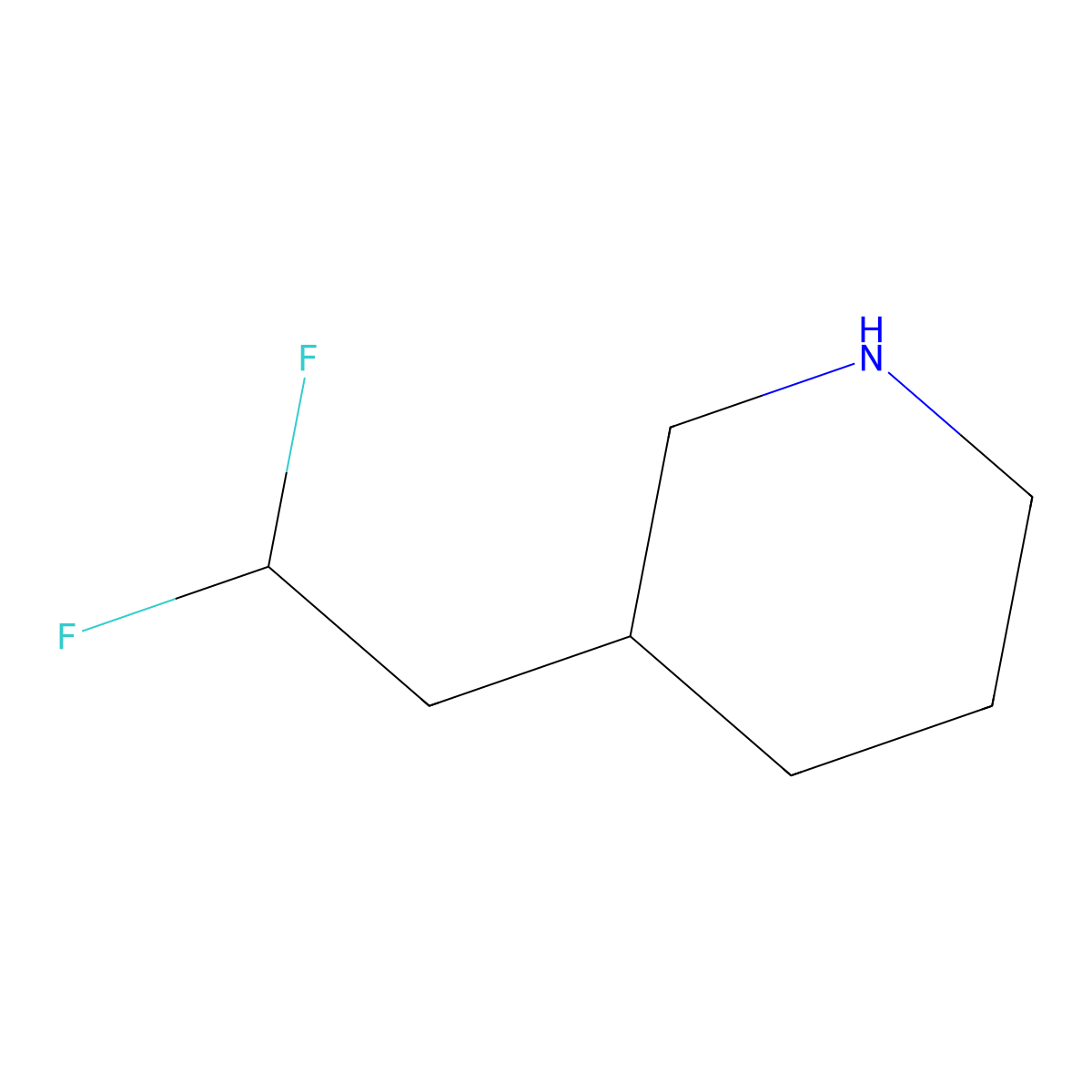 3-(2,2-Difluoroethyl)piperidine molecular structure, CAS 1564714-23-3