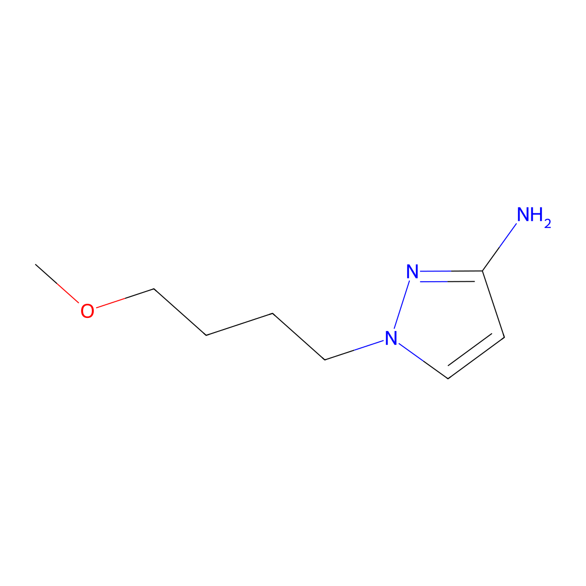 1-(4-methoxybutyl)-1H-pyrazol-3-amine molecular structure, CAS 1564720-59-7