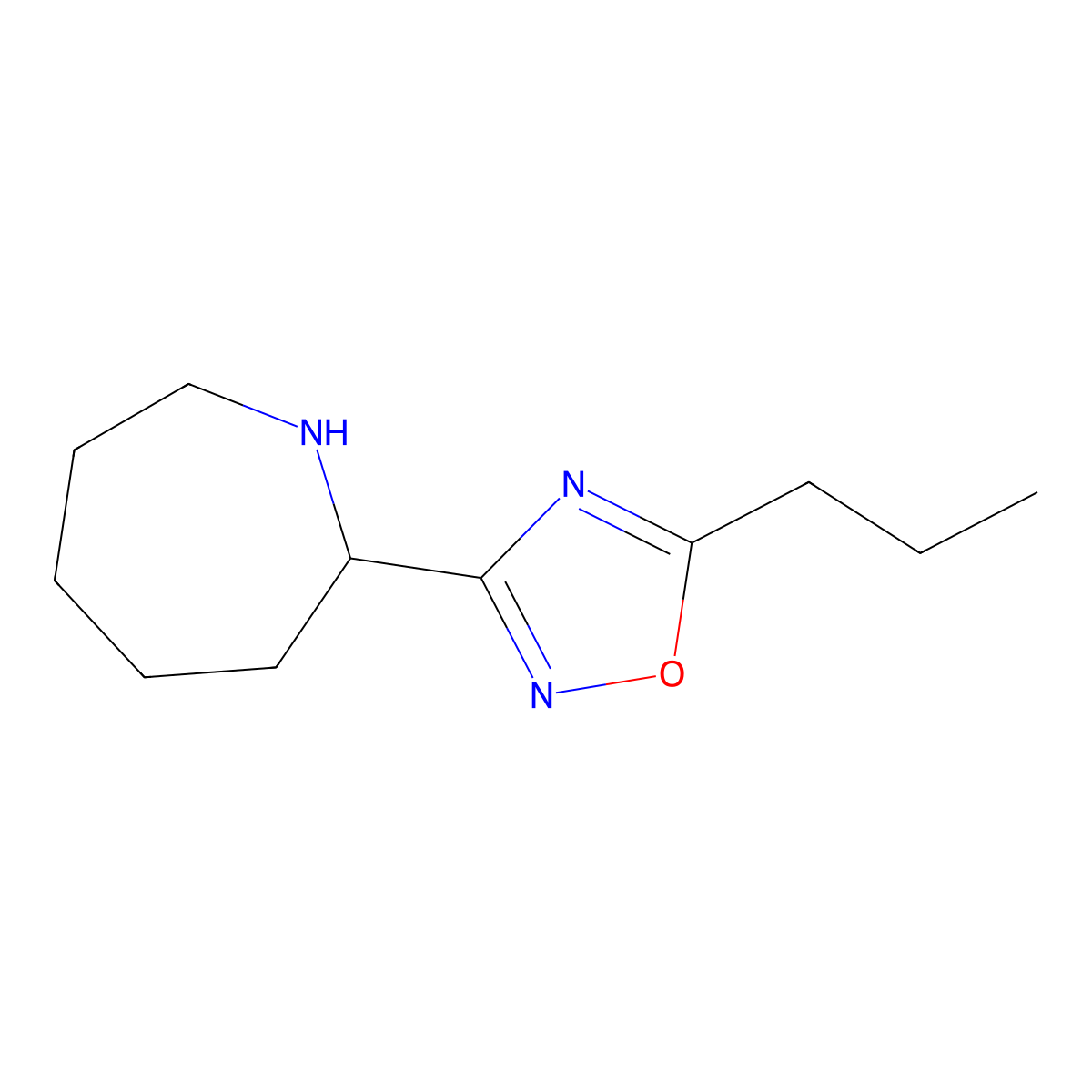 3-(Azepan-2-yl)-5-propyl-1,2,4-oxadiazole molecular structure, CAS 1564723-09-6