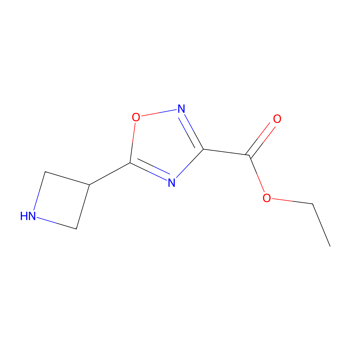 Ethyl 5-(azetidin-3-yl)-1,2,4-oxadiazole-3-carboxylate molecular structure, CAS 1564752-65-3