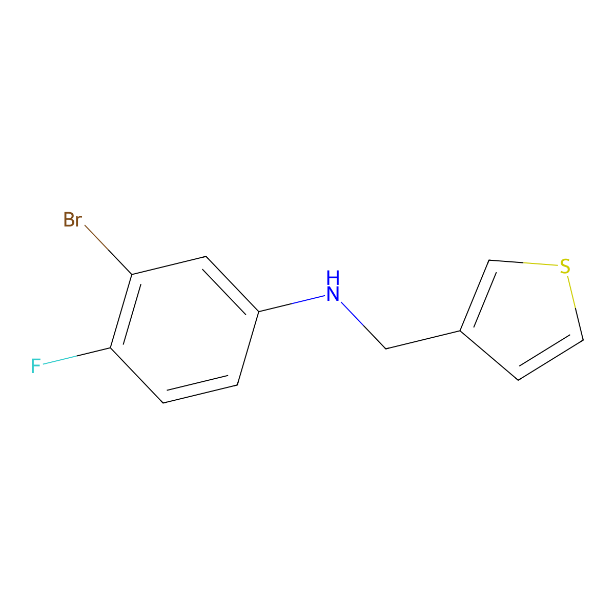 3-bromo-4-fluoro-N-[(thiophen-3-yl)methyl]aniline molecular structure, CAS 1564760-15-1