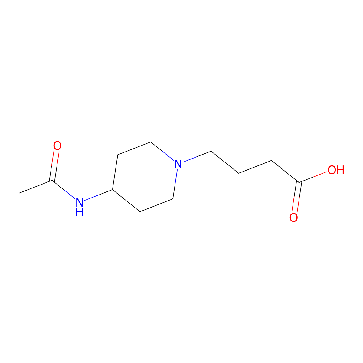 4-(4-Acetamidopiperidin-1-yl)butanoic acid molecular structure, CAS 1564760-80-0