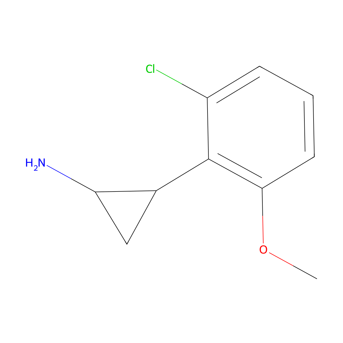 2-(2-Chloro-6-methoxyphenyl)cyclopropan-1-amine molecular structure, CAS 1564782-16-6