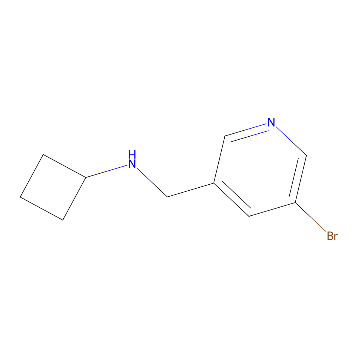 N-[(5-bromopyridin-3-yl)methyl]cyclobutanamine molecular structure, CAS 1564790-07-3