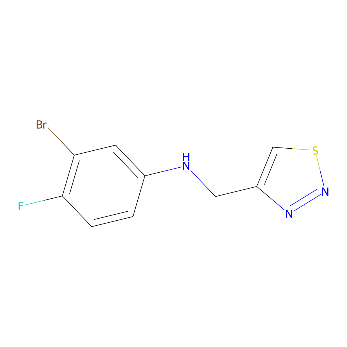 3-bromo-4-fluoro-N-[(1,2,3-thiadiazol-4-yl)methyl]aniline molecular structure, CAS 1564791-48-5