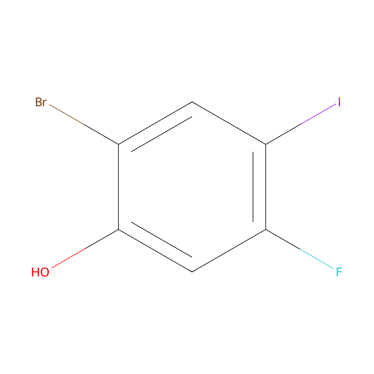 2-Bromo-5-fluoro-4-iodophenol molecular structure, CAS 1564796-94-6