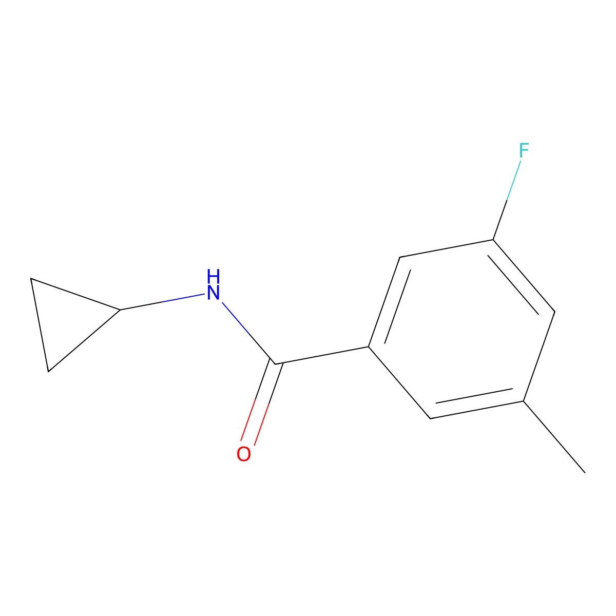 N-cyclopropyl-3-fluoro-5-methylbenzamide molecular structure, CAS 1564811-39-7