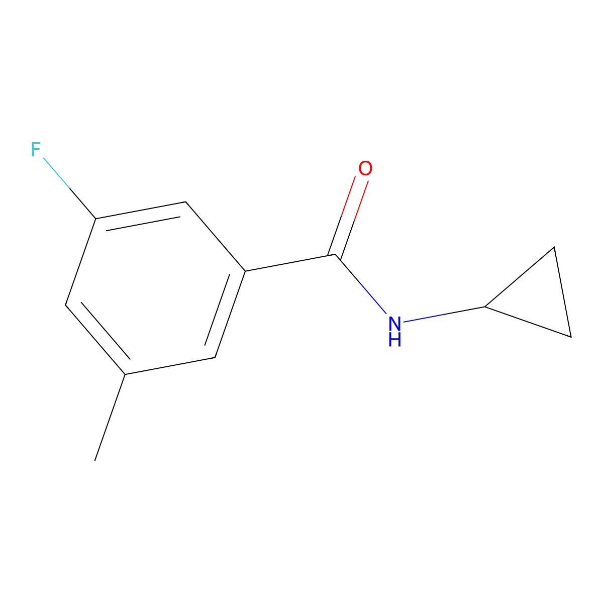 N-cyclopropyl-3-fluoro-5-methylbenzamide molecular structure, CAS 1564811-39-7