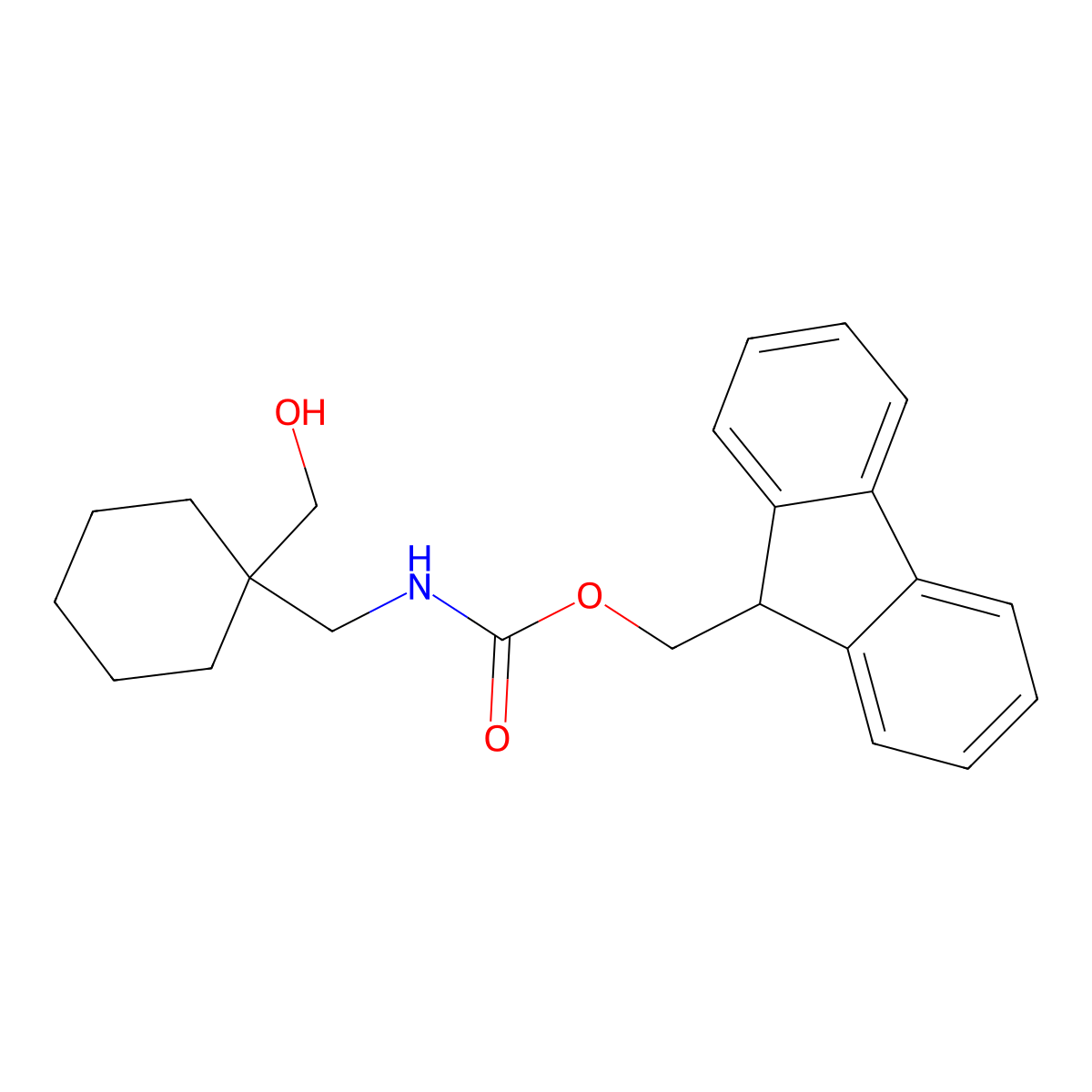 (9H-fluoren-9-yl)methyl N-{[1-(hydroxymethyl)cyclohexyl]methyl}carbamate molecular structure, CAS 1564814-75-0