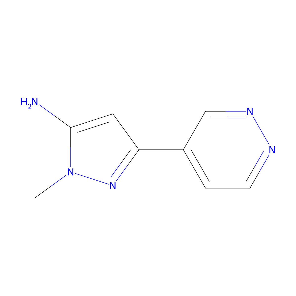 1-methyl-3-(pyridazin-4-yl)-1H-pyrazol-5-amine molecular structure, CAS 1564818-41-2