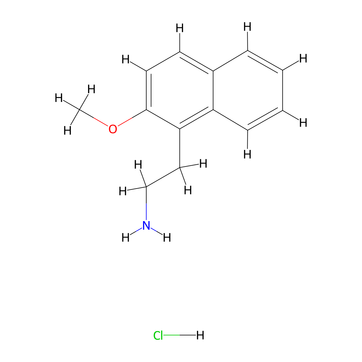 2-(2-Methoxy-1-naphthyl)-1-ethanamine hydrochloride molecular structure, CAS 156482-73-4