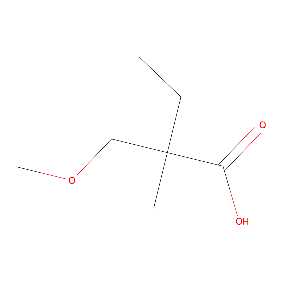 2-(Methoxymethyl)-2-methylbutanoic acid molecular structure, CAS 1564840-29-4