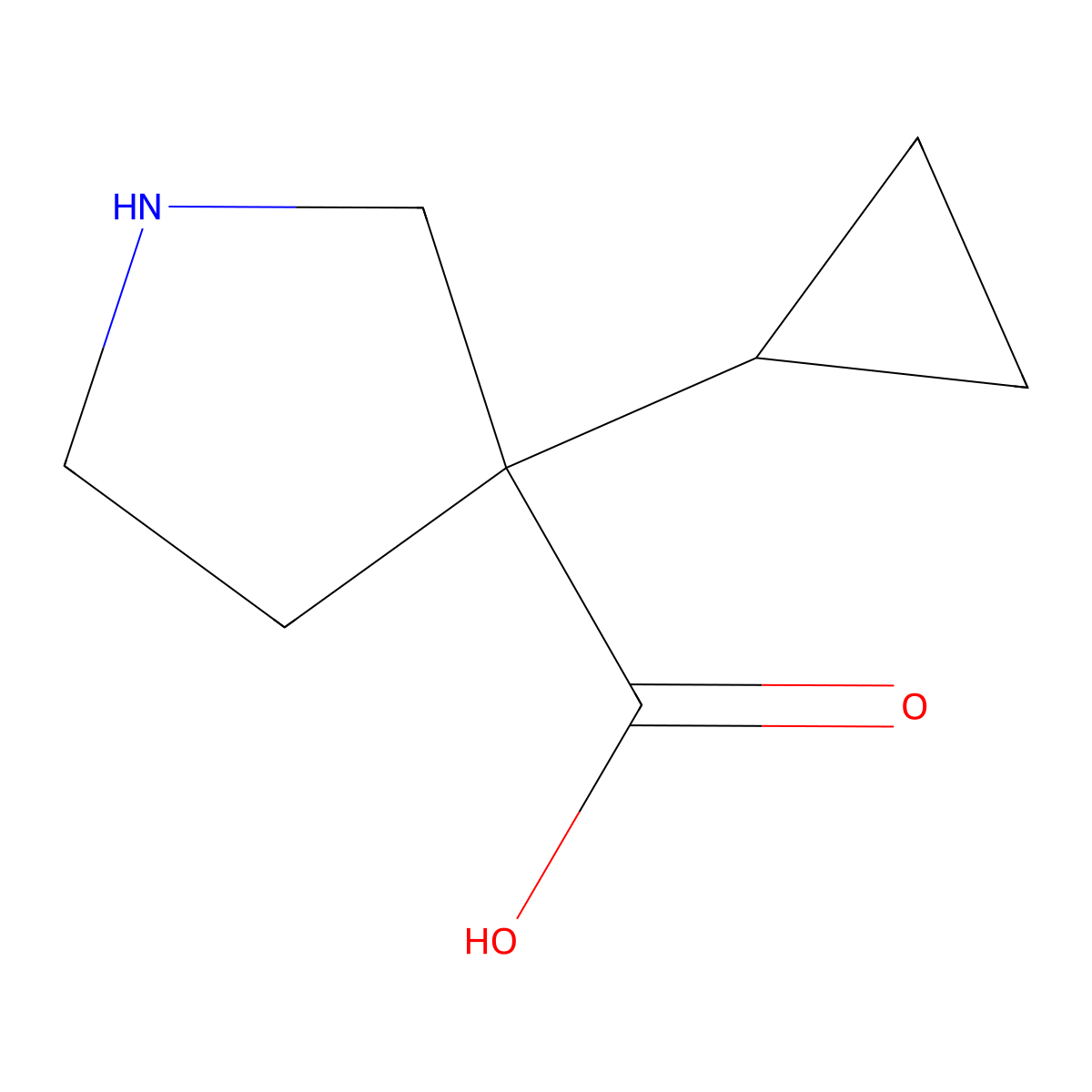 3-Cyclopropylpyrrolidine-3-carboxylic acid molecular structure, CAS 1564841-93-5