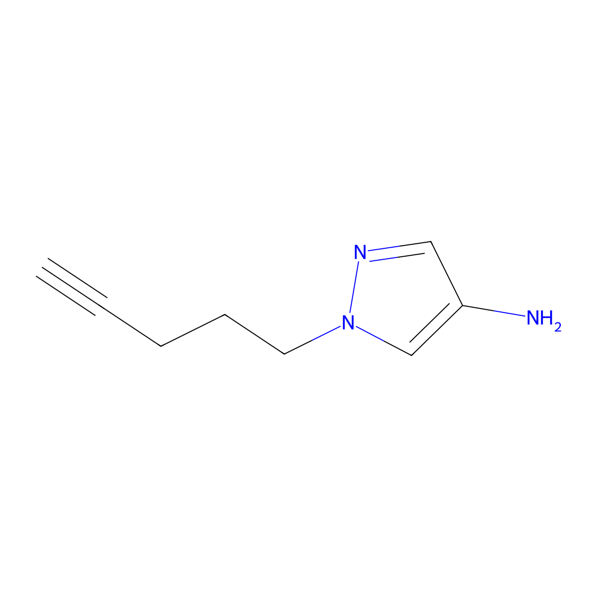 1-(pent-4-yn-1-yl)-1H-pyrazol-4-amine molecular structure, CAS 1564857-60-8