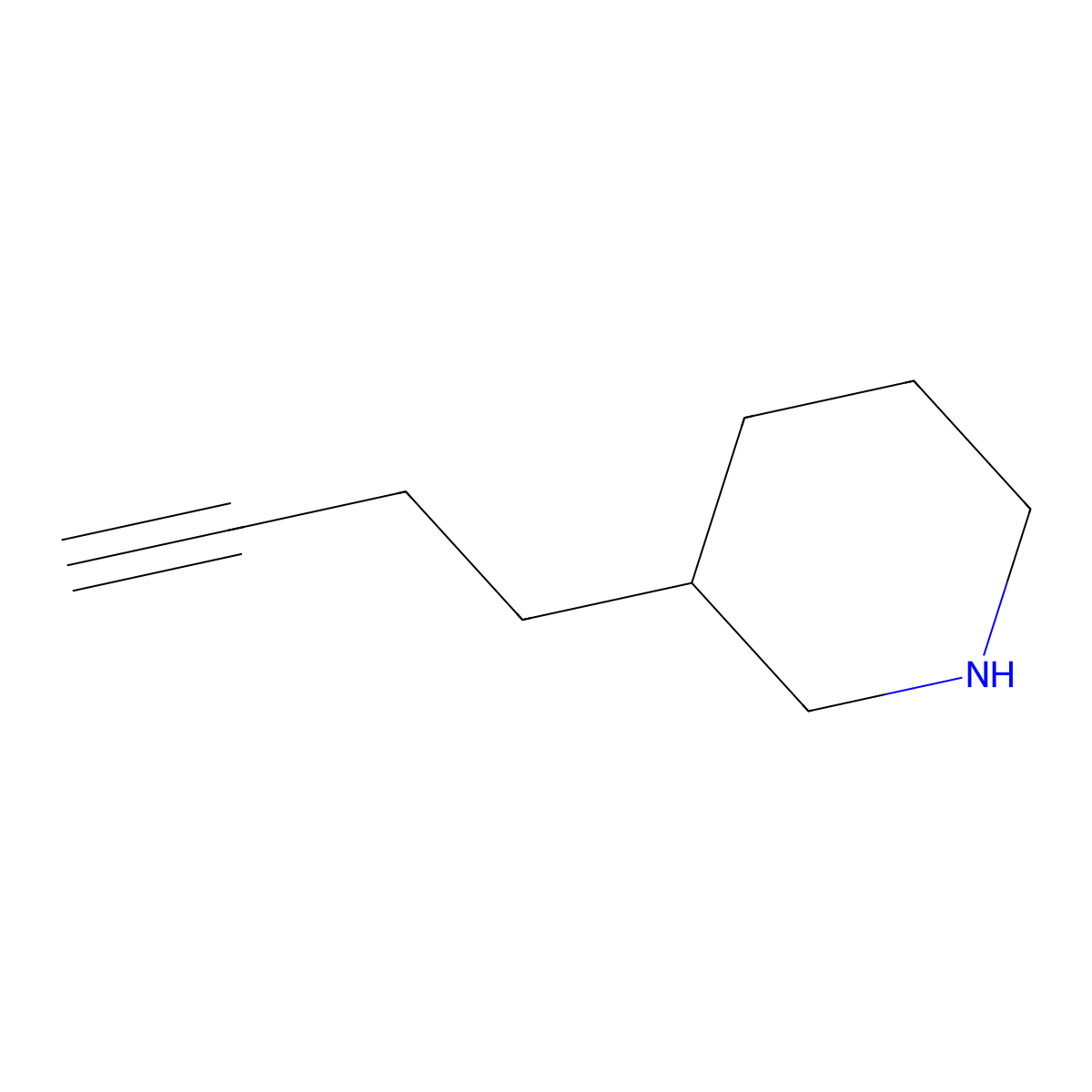 3-(But-3-yn-1-yl)piperidine molecular structure, CAS 1564877-29-7