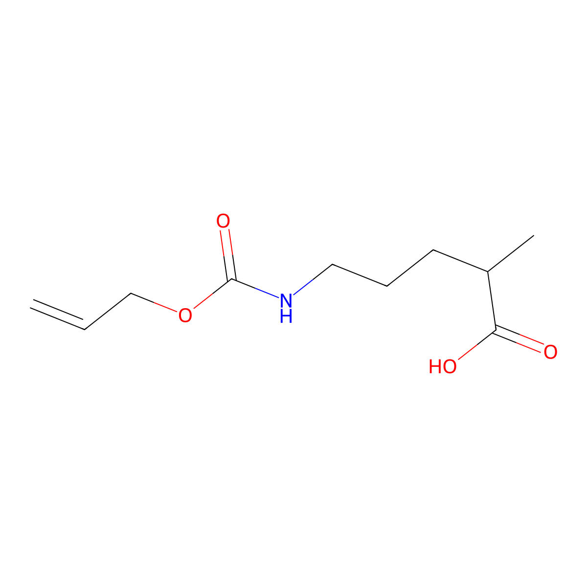 2-Methyl-5-{[(prop-2-en-1-yloxy)carbonyl]amino}pentanoic acid molecular structure, CAS 1564879-57-7