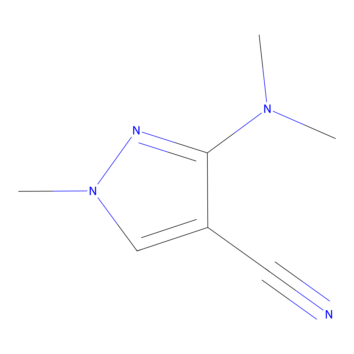 3-(dimethylamino)-1-methyl-1H-pyrazole-4-carbonitrile molecular structure, CAS 1564930-70-6