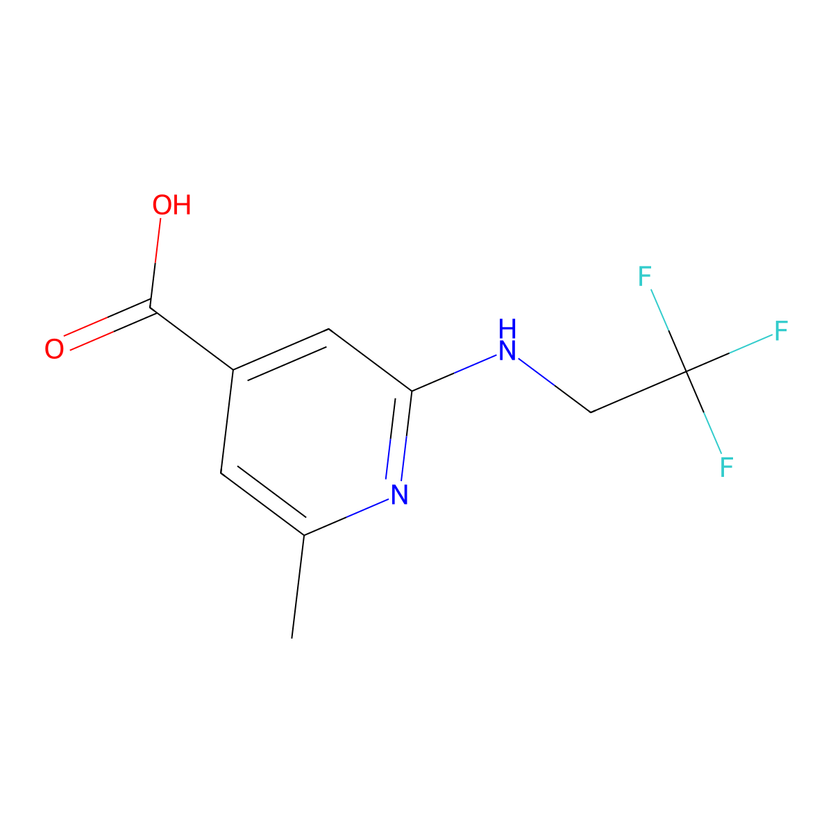 2-Methyl-6-[(2,2,2-trifluoroethyl)amino]pyridine-4-carboxylic acid molecular structure, CAS 1564936-16-8