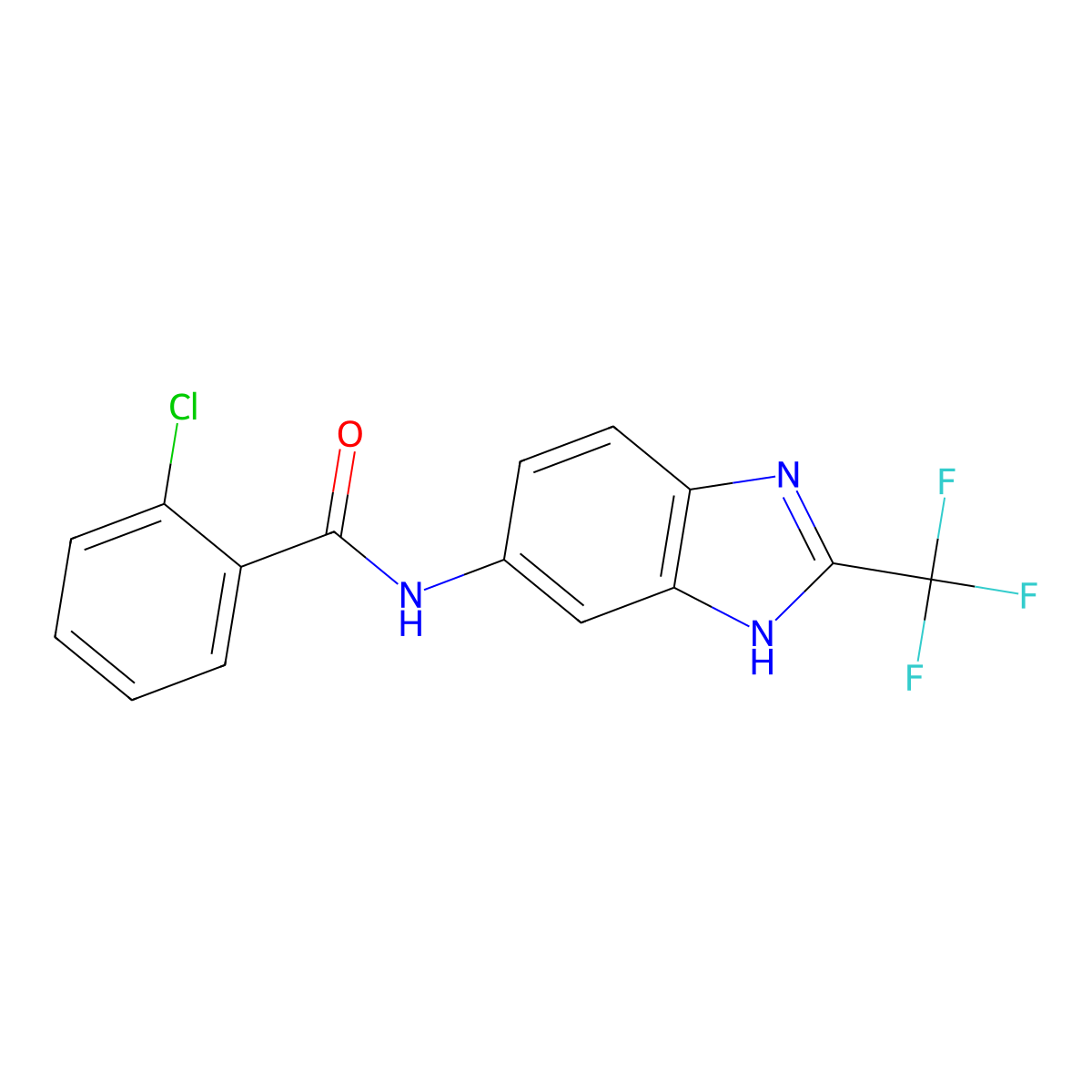 2-chloro-N-[2-(trifluoromethyl)-1H-benzimidazol-5-yl]benzamide molecular structure, CAS 156494-11-0