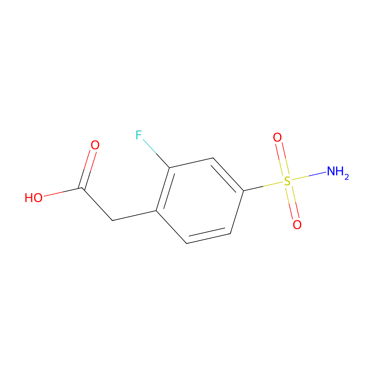 2-(2-Fluoro-4-sulfamoylphenyl)acetic acid molecular structure, CAS 1564942-24-0