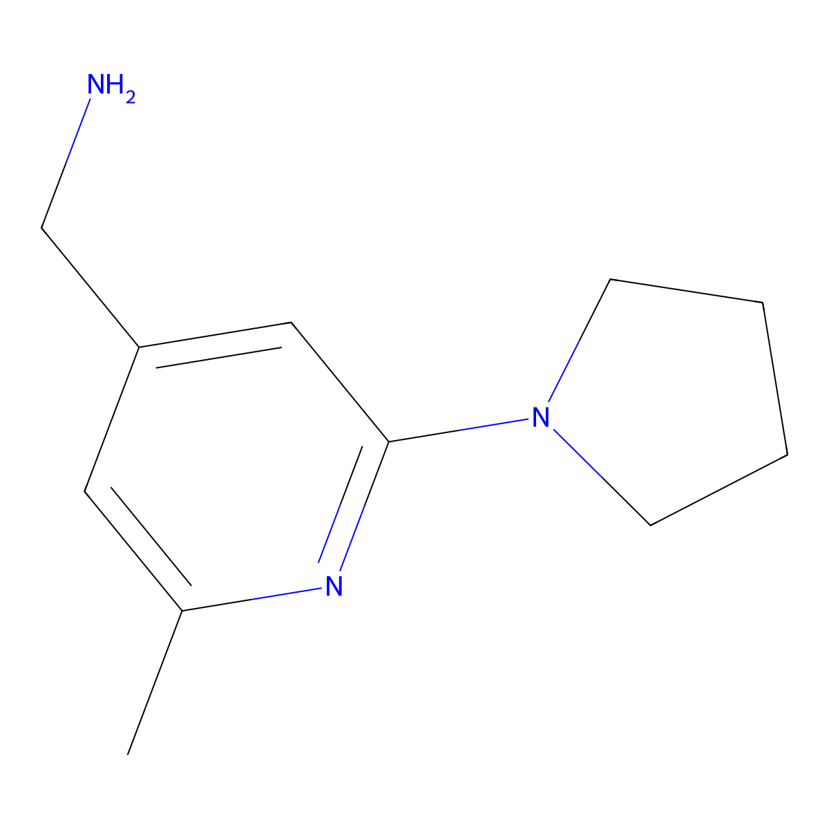 (2-Methyl-6-(pyrrolidin-1-yl)pyridin-4-yl)methanamine molecular structure, CAS 1564944-63-3