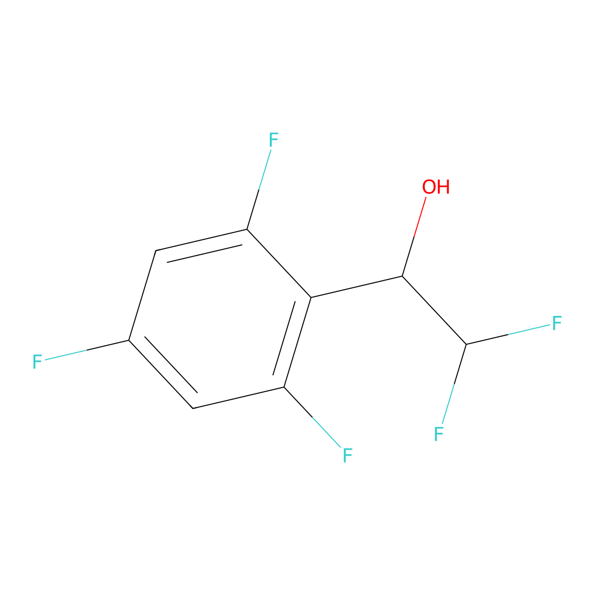 2,2-Difluoro-1-(2,4,6-trifluorophenyl)ethan-1-ol molecular structure, CAS 1564946-75-3