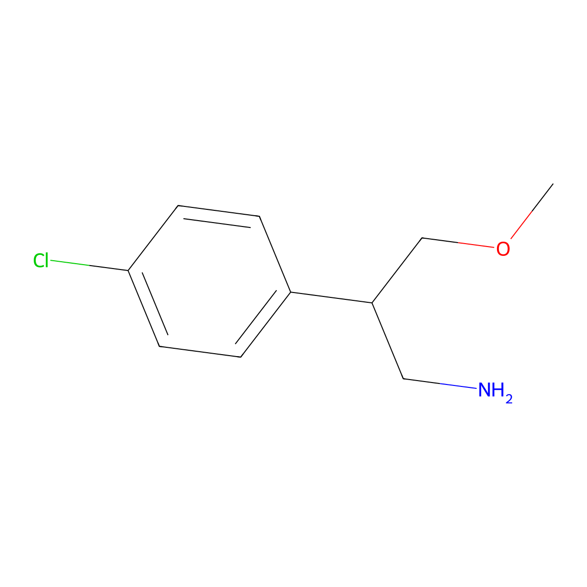 2-(4-Chlorophenyl)-3-methoxypropan-1-amine molecular structure, CAS 1564948-84-0