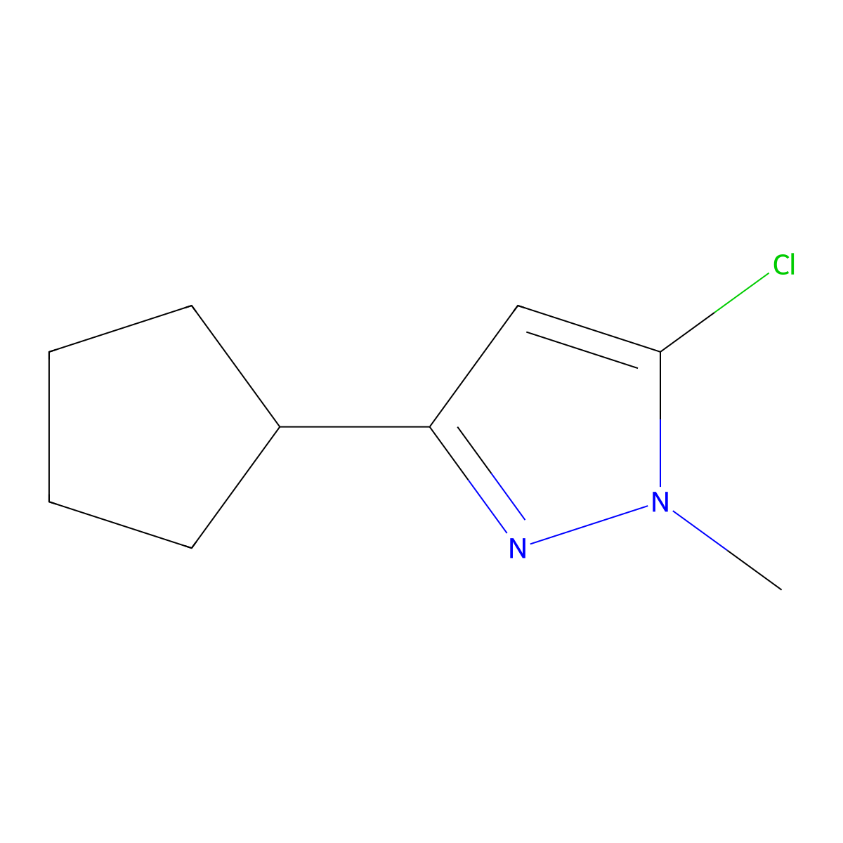 5-chloro-3-cyclopentyl-1-methyl-1H-pyrazole molecular structure, CAS 1564958-83-3