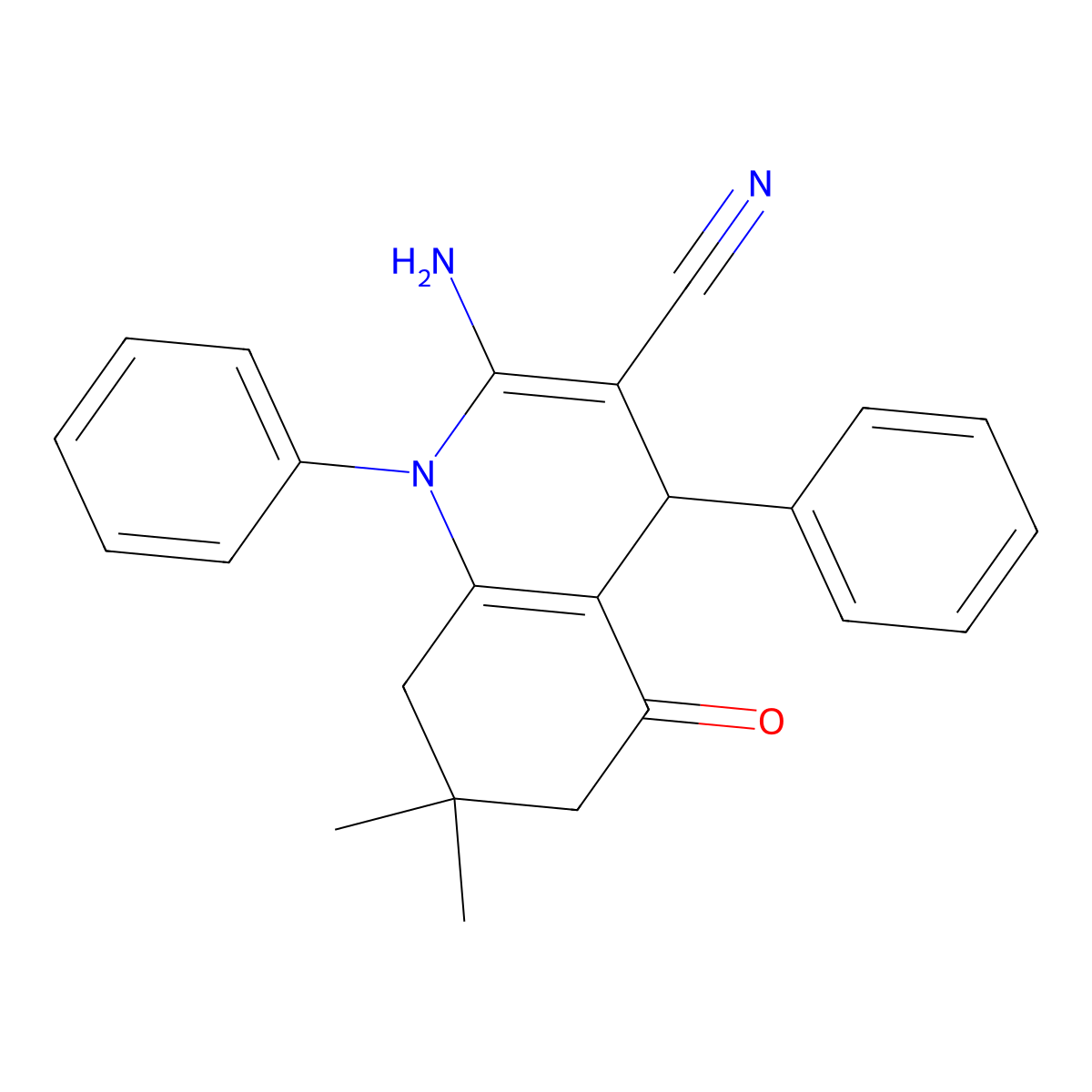 2-Amino-7,7-DI-ME-5-oxo-1,4-DI-PH-1,4,5,6,7,8-hexahydro-3-quinolinecarbonitrile molecular structure, CAS 156496-74-1