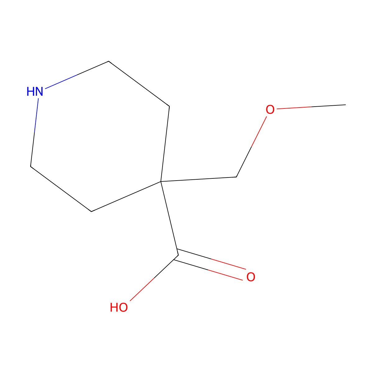 4-(Methoxymethyl)piperidine-4-carboxylic acid molecular structure, CAS 1564971-14-7