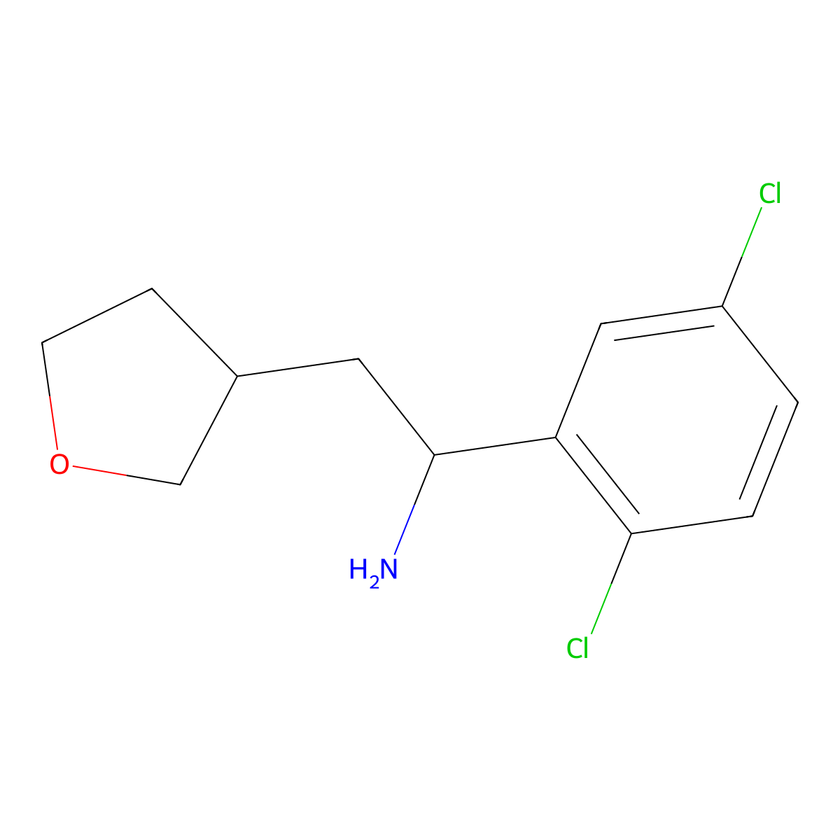 1-(2,5-Dichlorophenyl)-2-(oxolan-3-yl)ethan-1-amine molecular structure, CAS 1564973-64-3