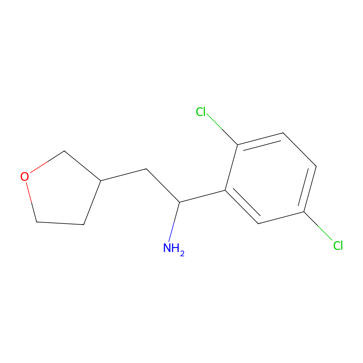 1-(2,5-Dichlorophenyl)-2-(oxolan-3-yl)ethan-1-amine molecular structure, CAS 1564973-64-3
