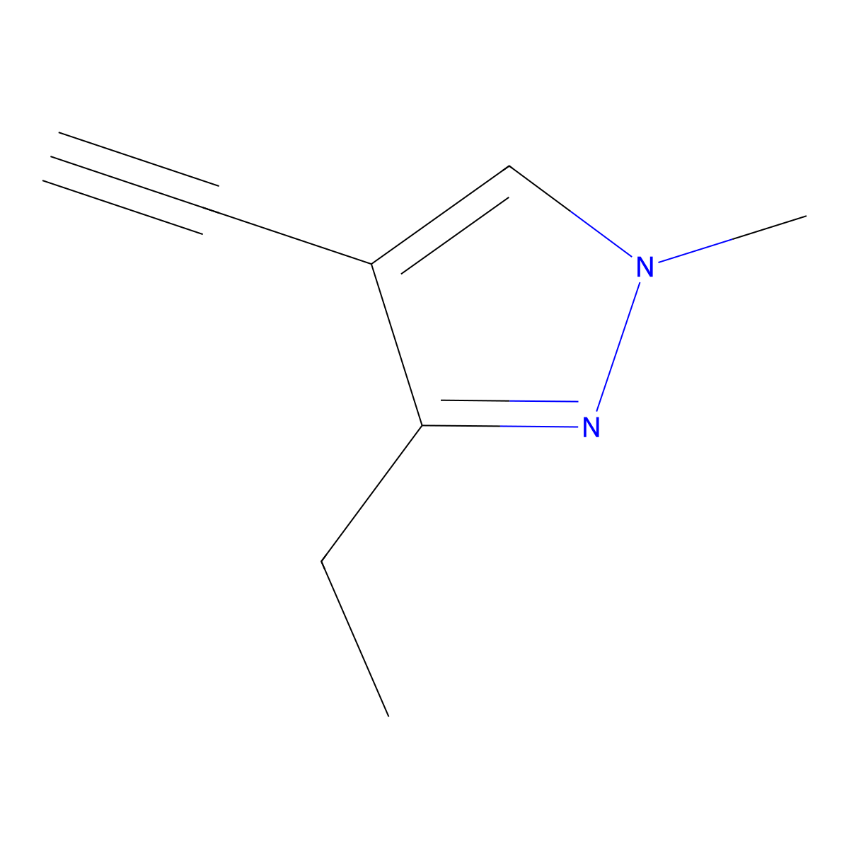 3-ethyl-4-ethynyl-1-methyl-1H-pyrazole molecular structure, CAS 1564976-97-1
