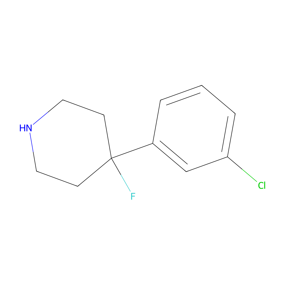 4-(3-Chlorophenyl)-4-fluoropiperidine molecular structure, CAS 1564982-42-8
