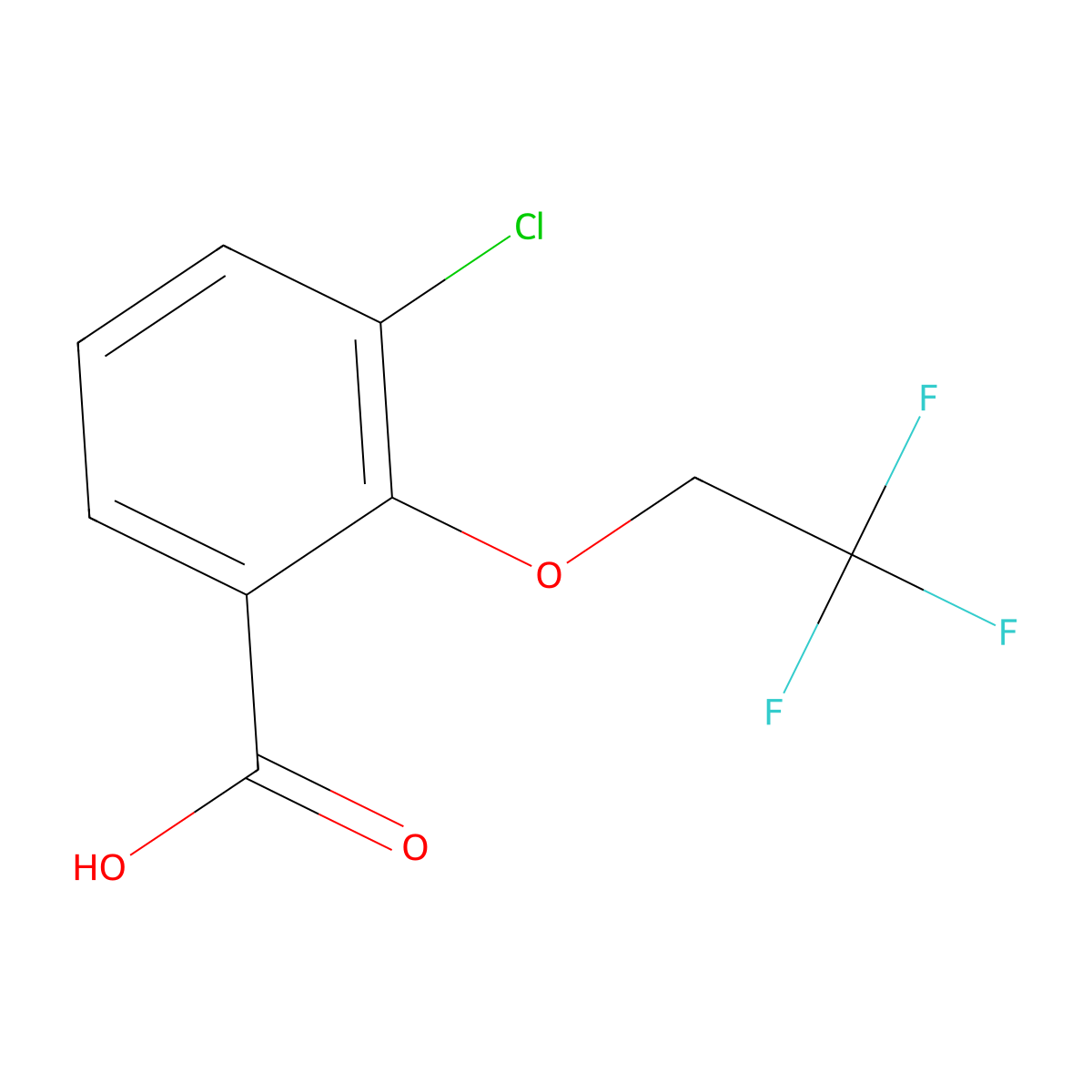 3-Chloro-2-(2,2,2-trifluoroethoxy)benzoic acid molecular structure, CAS 1564993-64-1
