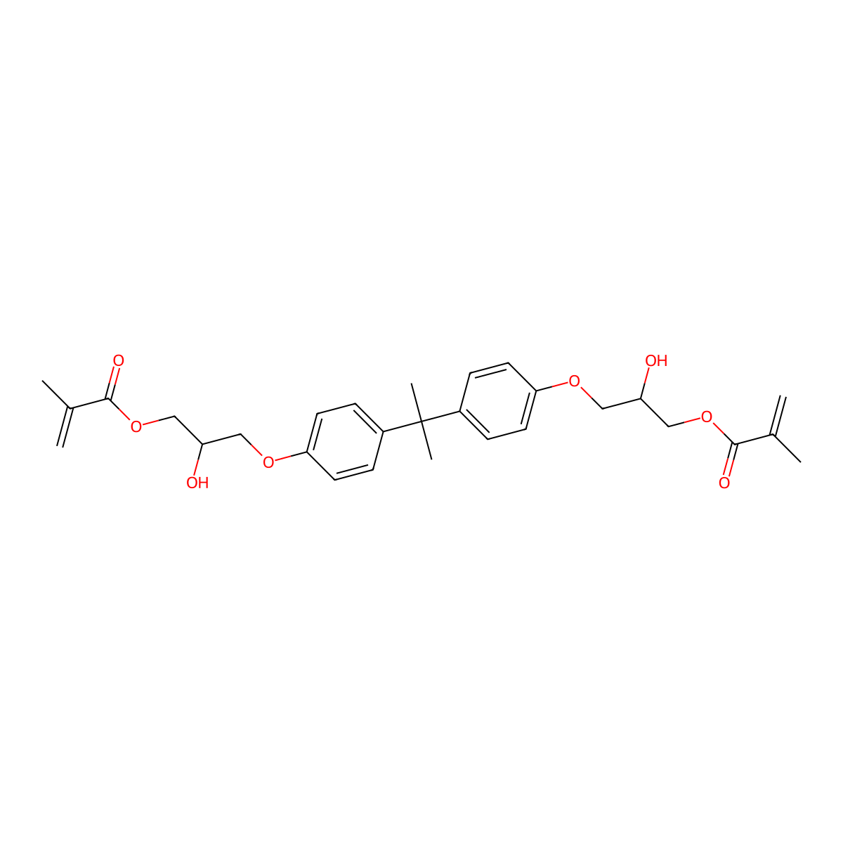 Bisphenol A diglycidyl ether dimethacrylate molecular structure, CAS 1565-94-2