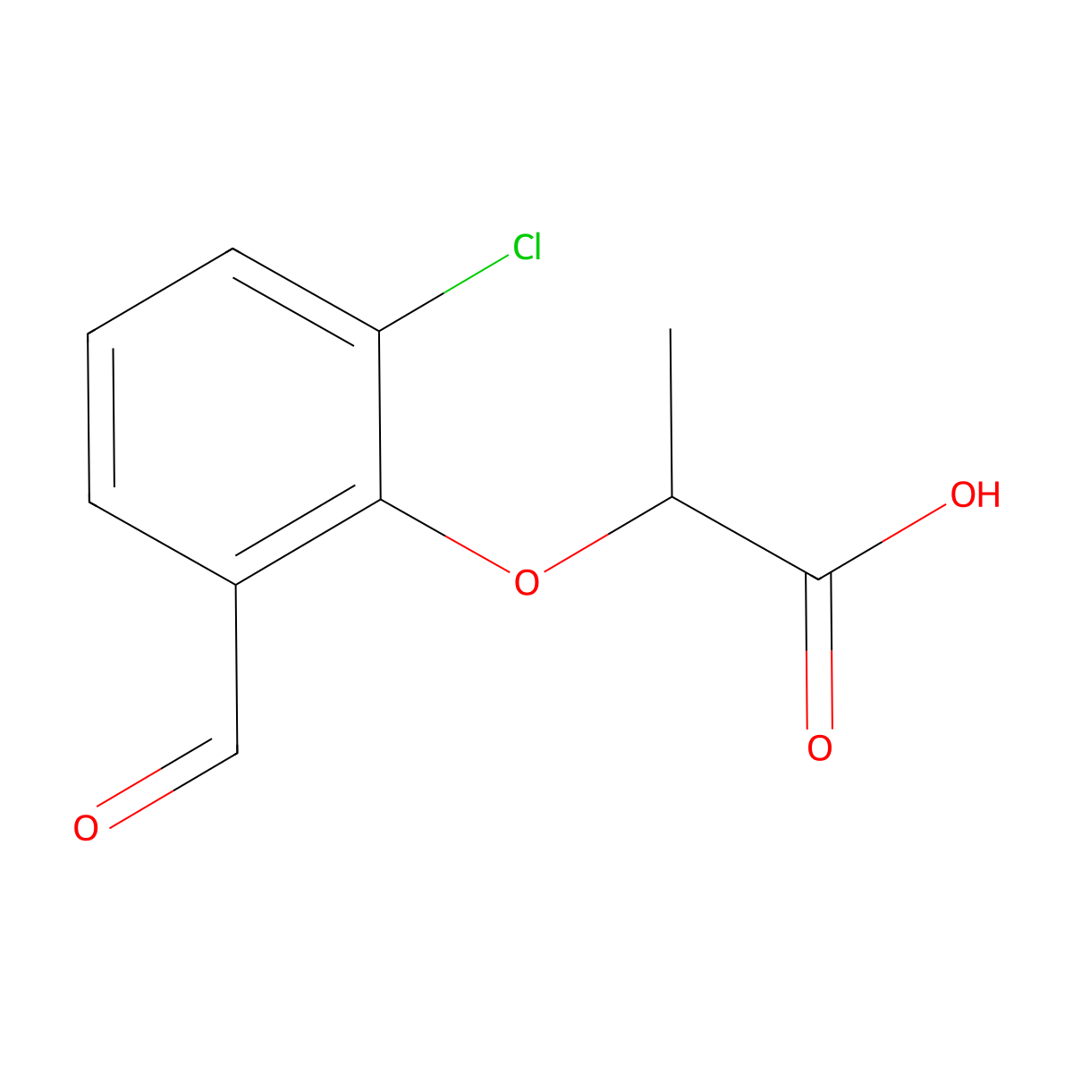 2-(2-Chloro-6-formylphenoxy)propanoic acid molecular structure, CAS 1565009-43-9