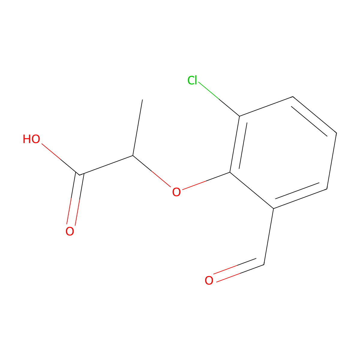2-(2-Chloro-6-formylphenoxy)propanoic acid molecular structure, CAS 1565009-43-9