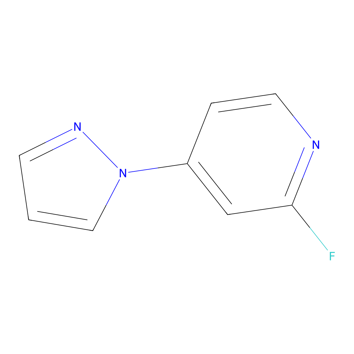 2-fluoro-4-(1H-pyrazol-1-yl)pyridine molecular structure, CAS 1565015-52-2