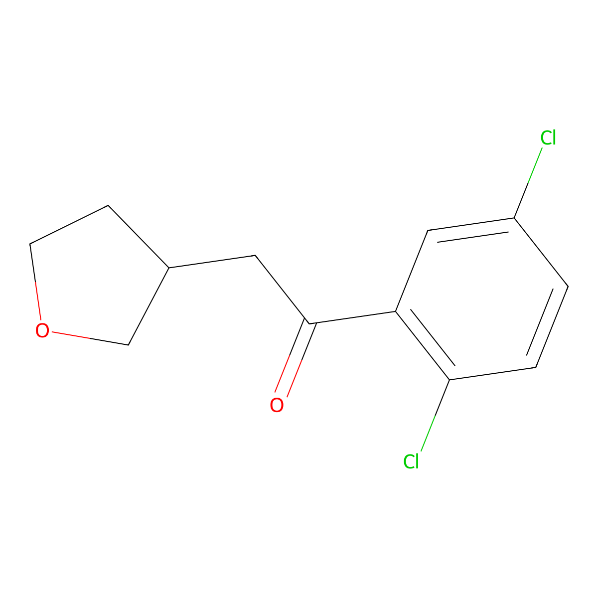 1-(2,5-Dichlorophenyl)-2-(oxolan-3-yl)ethan-1-one molecular structure, CAS 1565015-83-9