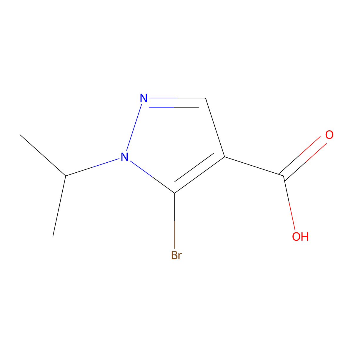 5-bromo-1-(propan-2-yl)-1H-pyrazole-4-carboxylic acid molecular structure, CAS 1565032-98-5